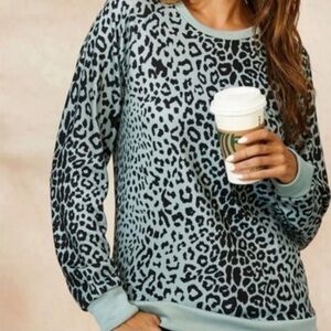 Victoria’s Secret Pink Mint Green Leopard Print Sweater